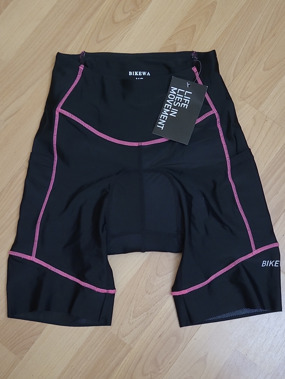 Women's Black Cycling Shorts with Pink Stitching